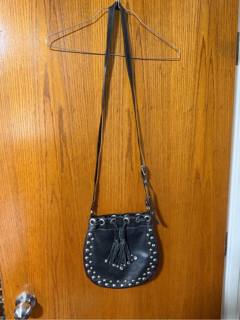 Vintage Y2K-era Harley-Davidson black leather crossbody purse